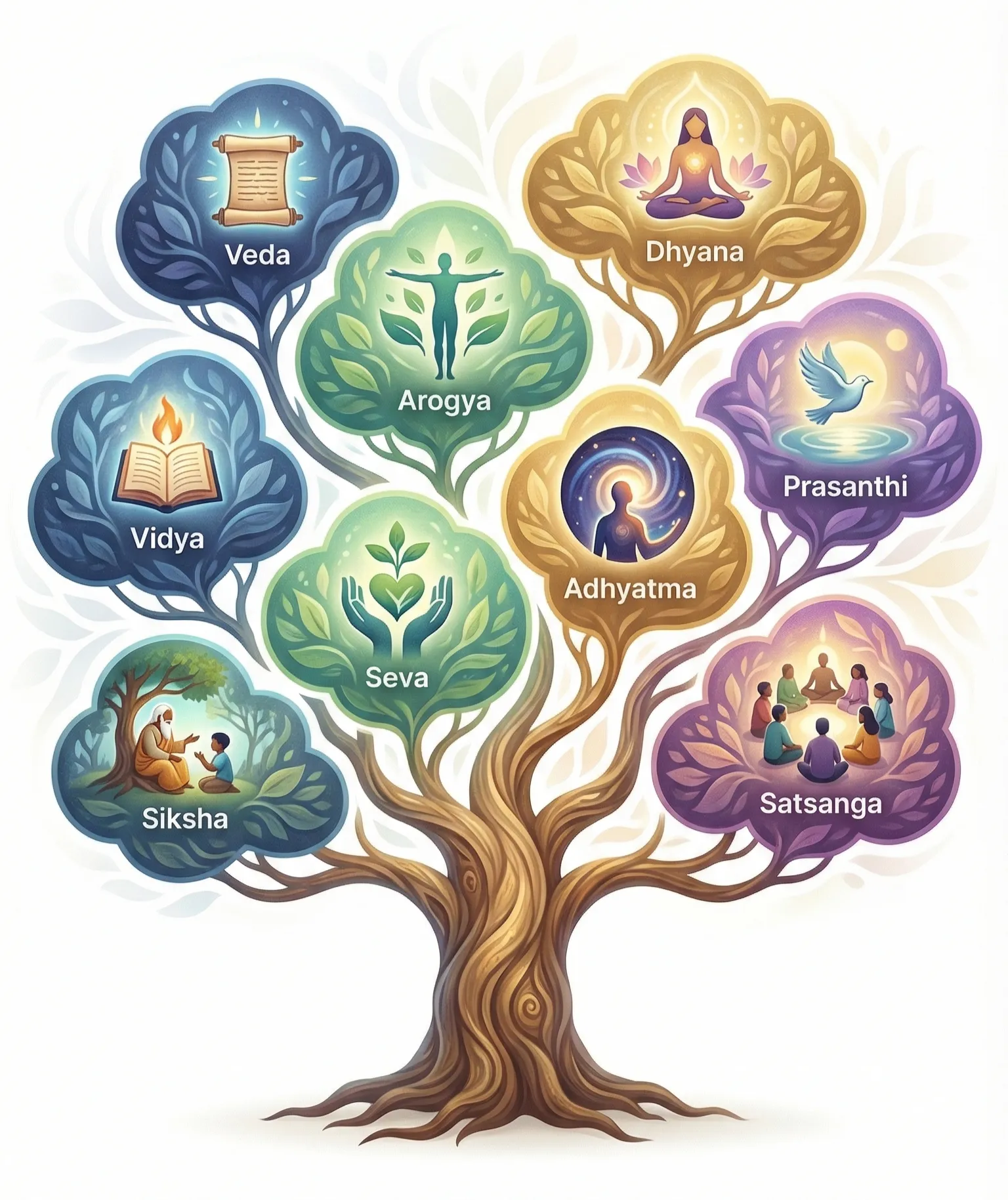 Illustrated KYG tree depicting nine branches of study